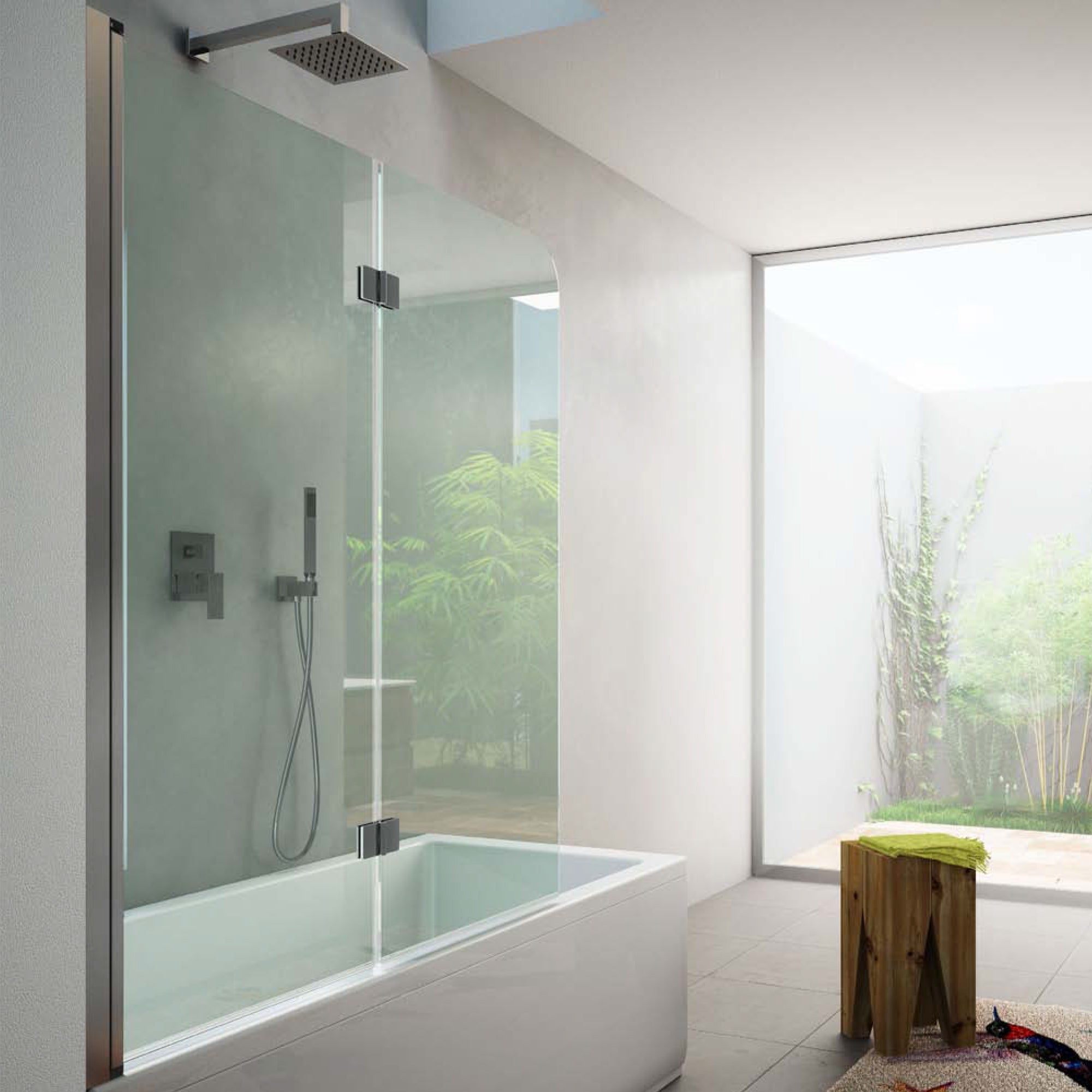 Parete Vasca a due pannelli cm 120 in cristallo trasparente da 6 mm temperato modello Ermes by CeramicStore | Lo specialista del tuo bagno