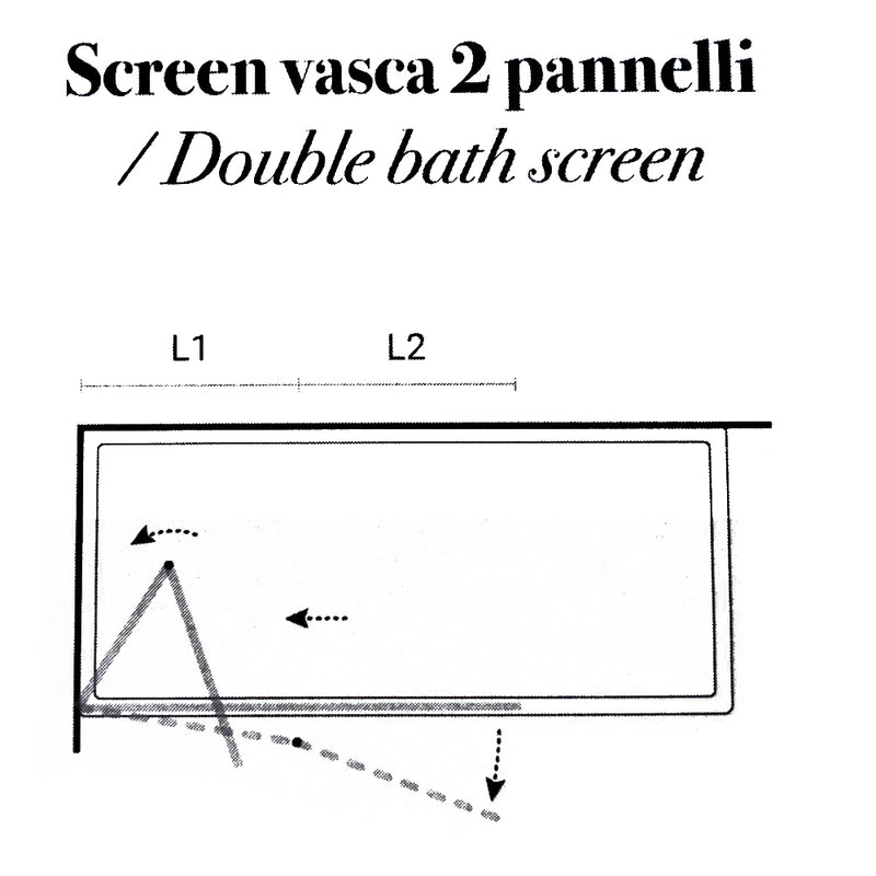 Parete Vasca a due pannelli cm 120 in cristallo trasparente da 6 mm temperato modello Ermes by CeramicStore | Lo specialista del tuo bagno