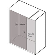 Porta doccia nicchia cm 140 Ermes con pannello fisso cm 70+ porta battente cm 70 in cristallo temperato mm 6 by CeramicStore | Lo specialista del tuo bagno