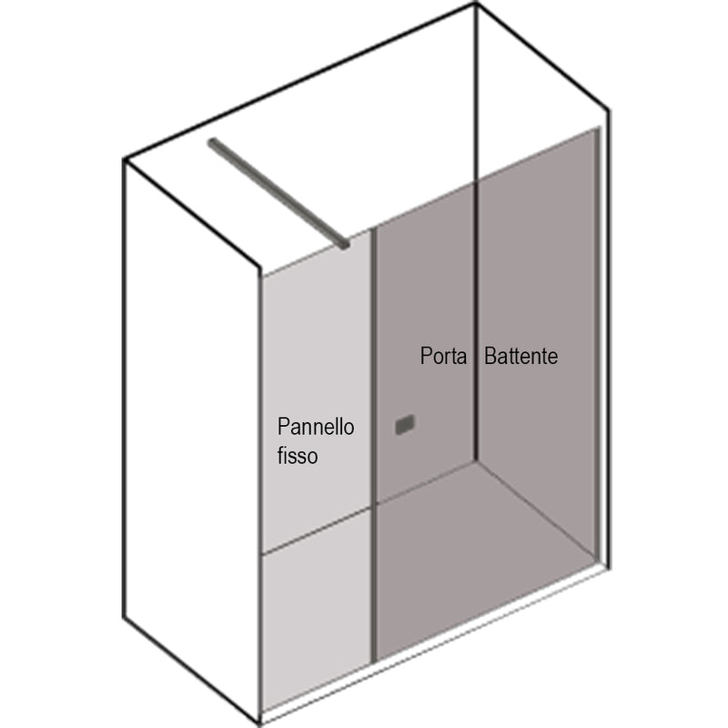 Porta doccia in linea cm 170 Ermes con pannello fisso cm 70+ porta battente cm 100 in cristallo temperato mm 6 by CeramicStore | Lo specialista del tuo bagno