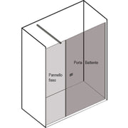 Porta doccia in linea cm 180 Ermes con pannello fisso cm 90+ porta battente cm 90 in cristallo temperato mm 6 by CeramicStore | Lo specialista del tuo bagno
