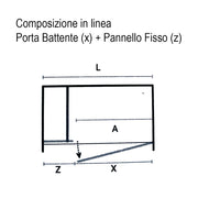 Porta doccia in linea cm 180 Ermes con pannello fisso cm 80+ porta battente cm 100 in cristallo temperato mm 6 by CeramicStore | Lo specialista del tuo bagno