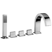 Batteria bordo vasca 5 fori c/bocca con leva piatta Paffoni Level by CeramicStore | Lo specialista del tuo bagno