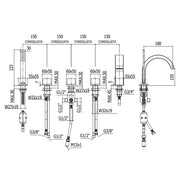 Batteria bordo vasca 5 fori c/bocca con leva piatta Paffoni Level by CeramicStore | Lo specialista del tuo bagno