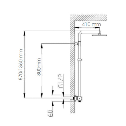 Colonna doccia termostatica squadrata con soffione 30X30 e corpo telescopico Inox 304 by CeramicStore | Lo specialista del tuo bagno