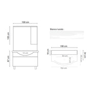 Mobile bagno a terra con specchiera e lavabo Cubi&Co modello Traccia 105 cm - Bianco Lucido by CeramicStore | Lo specialista del tuo bagno