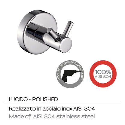 Appendiabiti doppio in Acciaio Inox AISI 304 Gedy serie Project - Lucido by CeramicStore | Lo specialista del tuo bagno