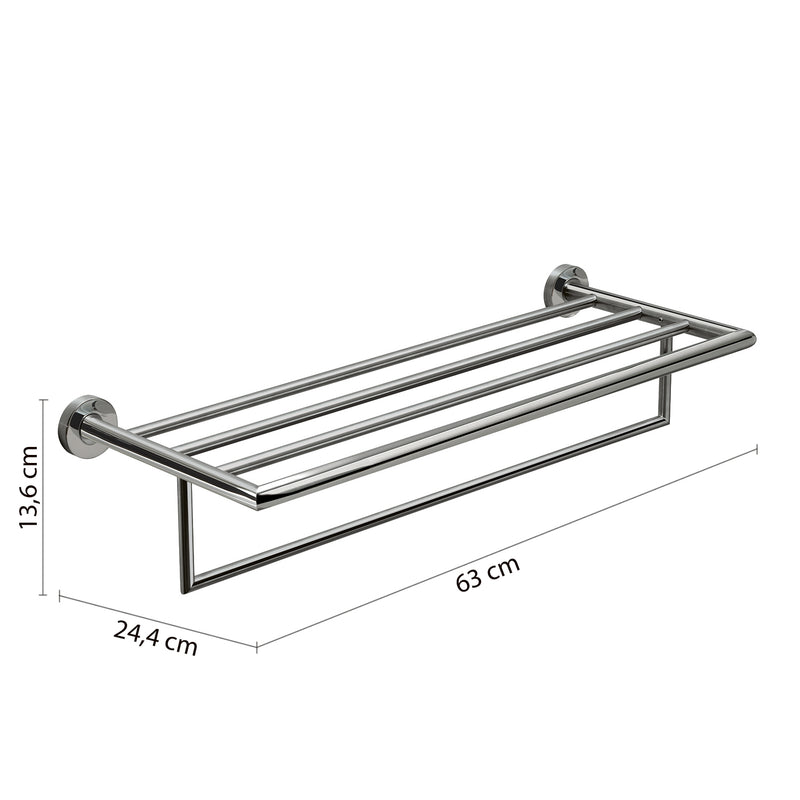 Mensola porta asciugamani L. 63 cm in Acciaio Inox AISI 304 Gedy serie Project - Lucido by CeramicStore | Lo specialista del tuo bagno