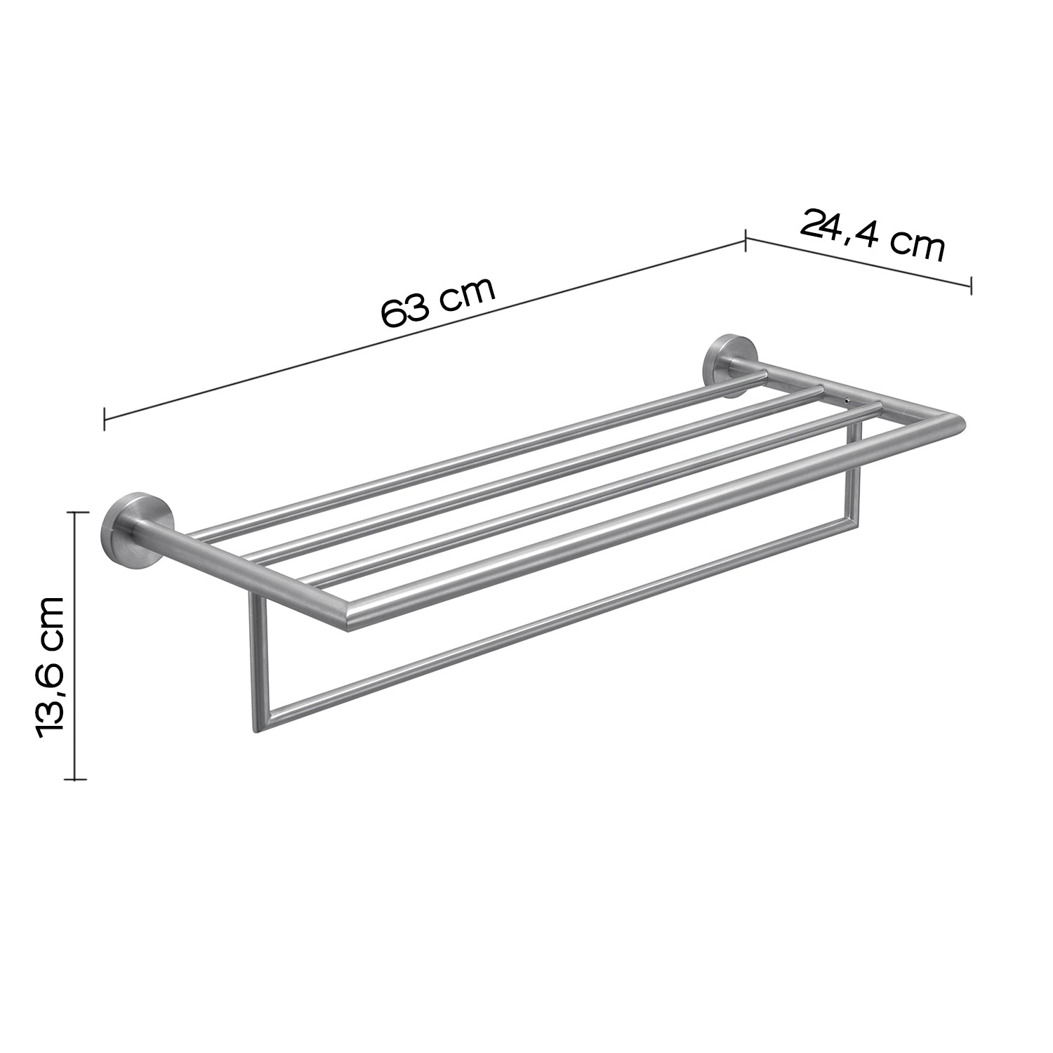 Mensola porta asciugamani L. 63 cm in Acciaio Inox AISI 304 Gedy serie Project - Spazzolato by CeramicStore | Lo specialista del tuo bagno
