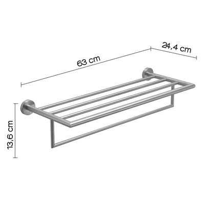Mensola porta asciugamani L. 63 cm in Acciaio Inox AISI 304 Gedy serie Project - Spazzolato by CeramicStore | Lo specialista del tuo bagno