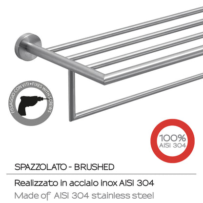 Mensola porta asciugamani L. 63 cm in Acciaio Inox AISI 304 Gedy serie Project - Spazzolato by CeramicStore | Lo specialista del tuo bagno