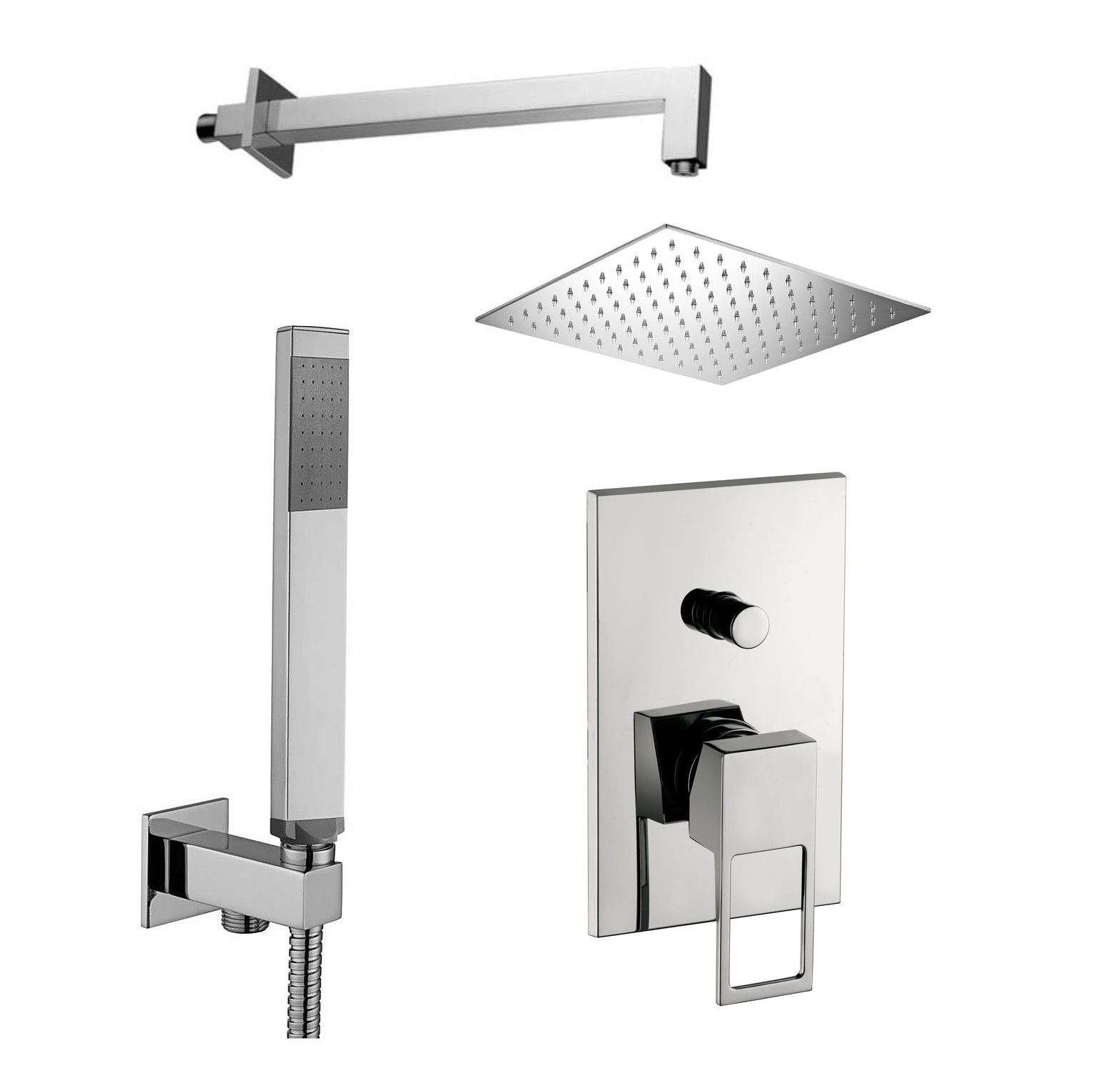 Set soffione doccia quadrato e braccio doccia quadrato con miscelatore incasso Effe e set duplex doccia Cromo Paffoni by CeramicStore | Lo specialista del tuo bagno