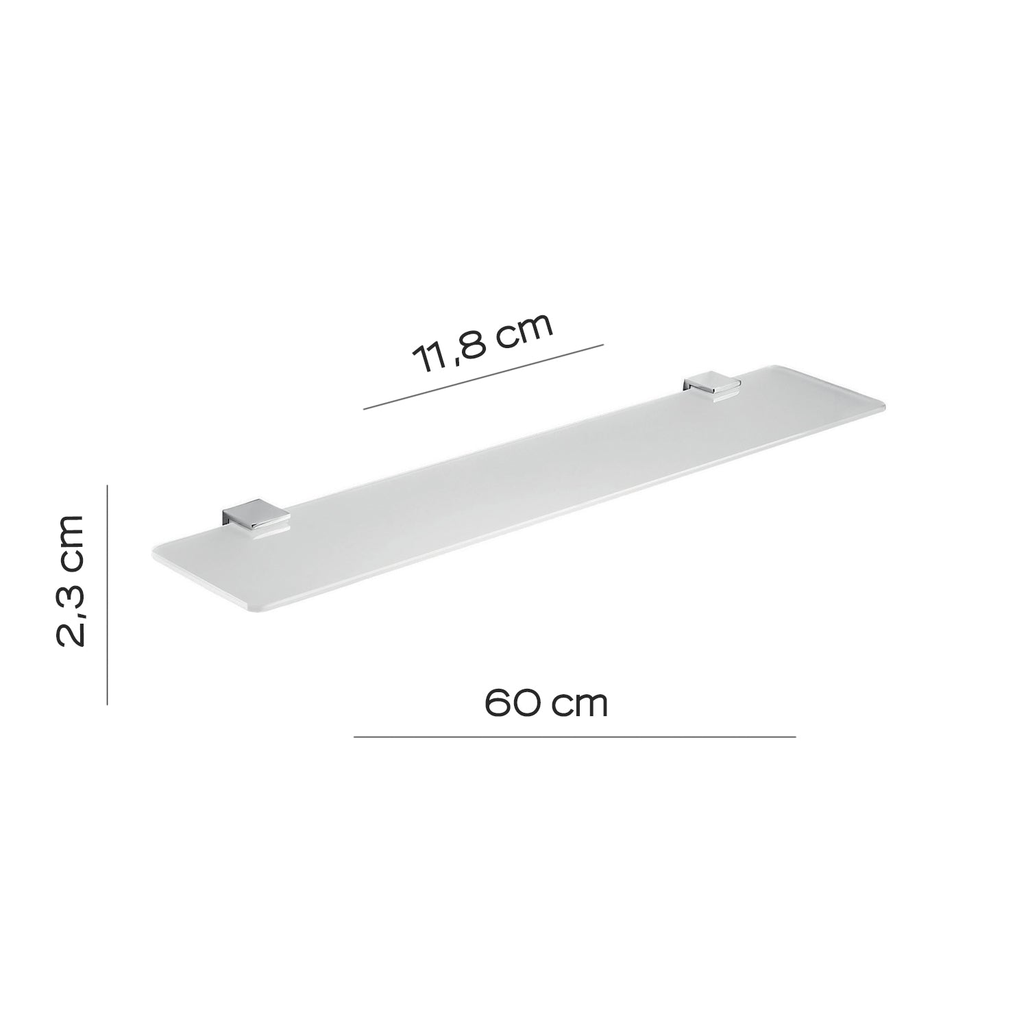 Mensola 60 cm in vetro temperato di Gedy serie Glamour - Cromato