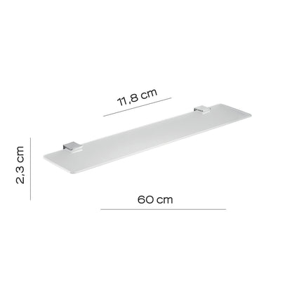Mensola 60 cm in vetro temperato di Gedy serie Glamour - Cromato