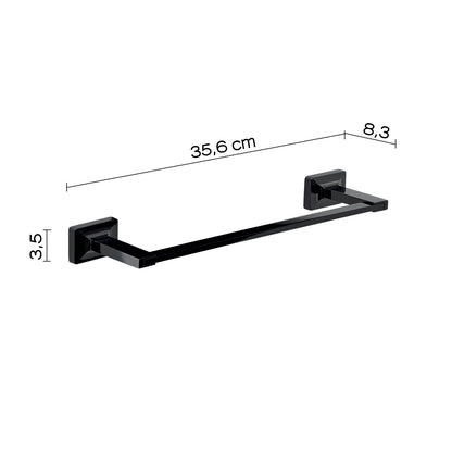 Porta asciugamani sospeso a barra in ottone 'Gran Torino' by Gedy - Nero lucido 35,6 cm by CeramicStore | Lo specialista del tuo bagno