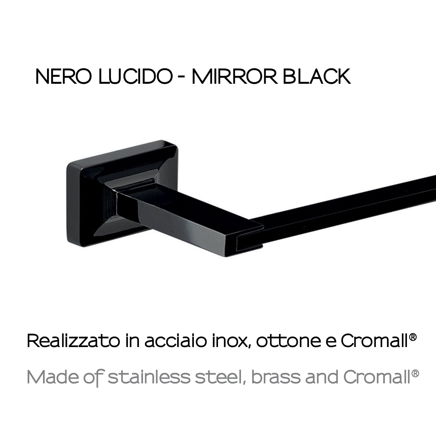 Porta asciugamani sospeso a barra in ottone 'Gran Torino' by Gedy - Nero lucido 35,6 cm by CeramicStore | Lo specialista del tuo bagno