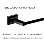 Porta asciugamani sospeso a barra in ottone 'Gran Torino' by Gedy - Nero lucido 35,6 cm by CeramicStore | Lo specialista del tuo bagno