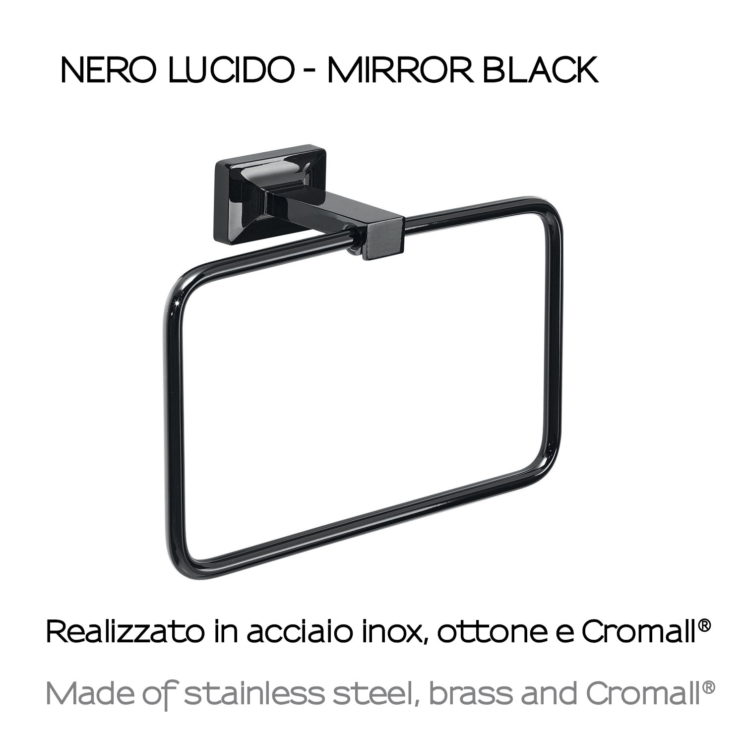Porta asciugamani sospeso ad anello in ottone 'Gran Torino' by Gedy - Nero lucido by CeramicStore | Lo specialista del tuo bagno