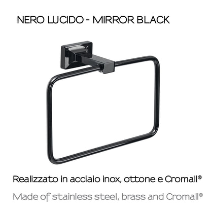 Porta asciugamani sospeso ad anello in ottone 'Gran Torino' by Gedy - Nero lucido by CeramicStore | Lo specialista del tuo bagno