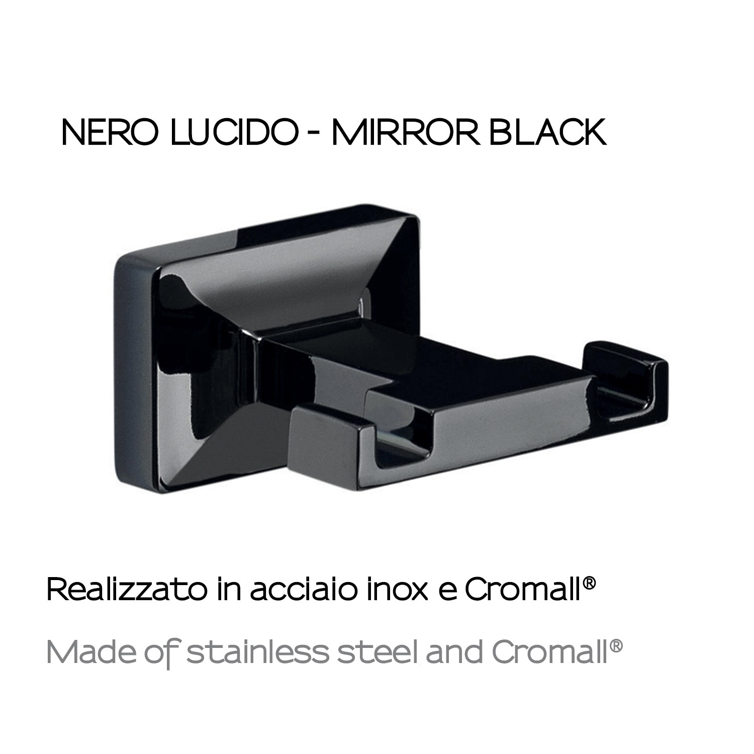 Appendiabiti doppio a muro in acciaio inox collezione 'Gran Torino' by Gedy - Nero lucido by CeramicStore | Lo specialista del tuo bagno