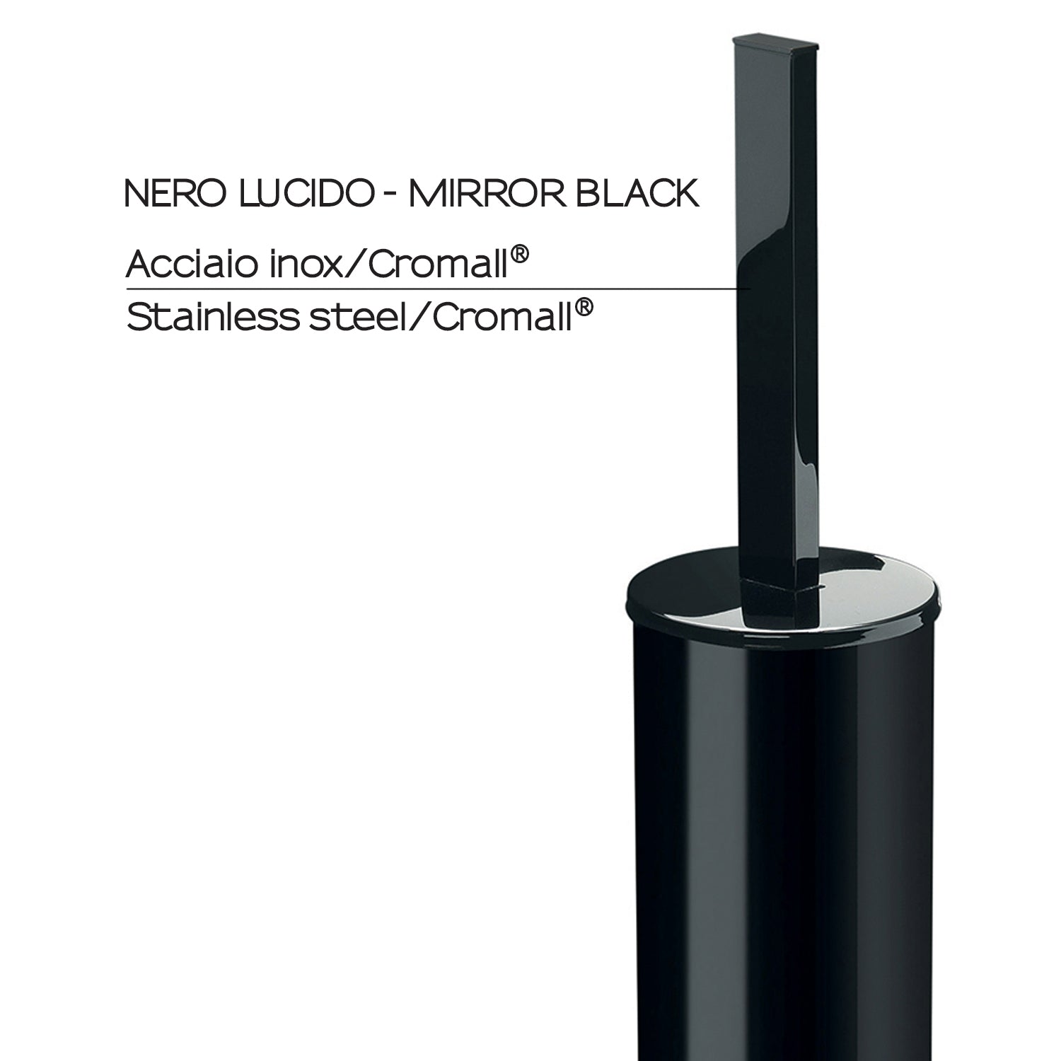 Porta scopino a muro in acciaio inox collezione 'Gran Torino' by Gedy - Nero lucido by CeramicStore | Lo specialista del tuo bagno