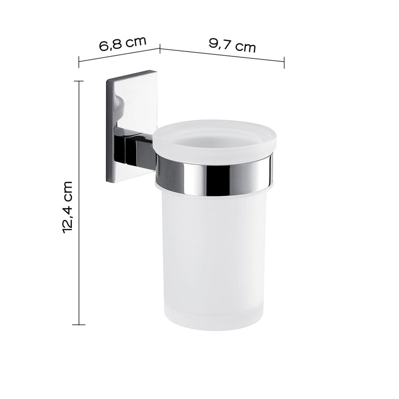 7810-13 Gedy Portaspazzolini Maine in acciaio inox, Cromall e vetro satinato per fissaggio a incollo by CeramicStore | Lo specialista del tuo bagno