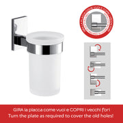 7810-13 Gedy Portaspazzolini Maine in acciaio inox, Cromall e vetro satinato per fissaggio a incollo by CeramicStore | Lo specialista del tuo bagno