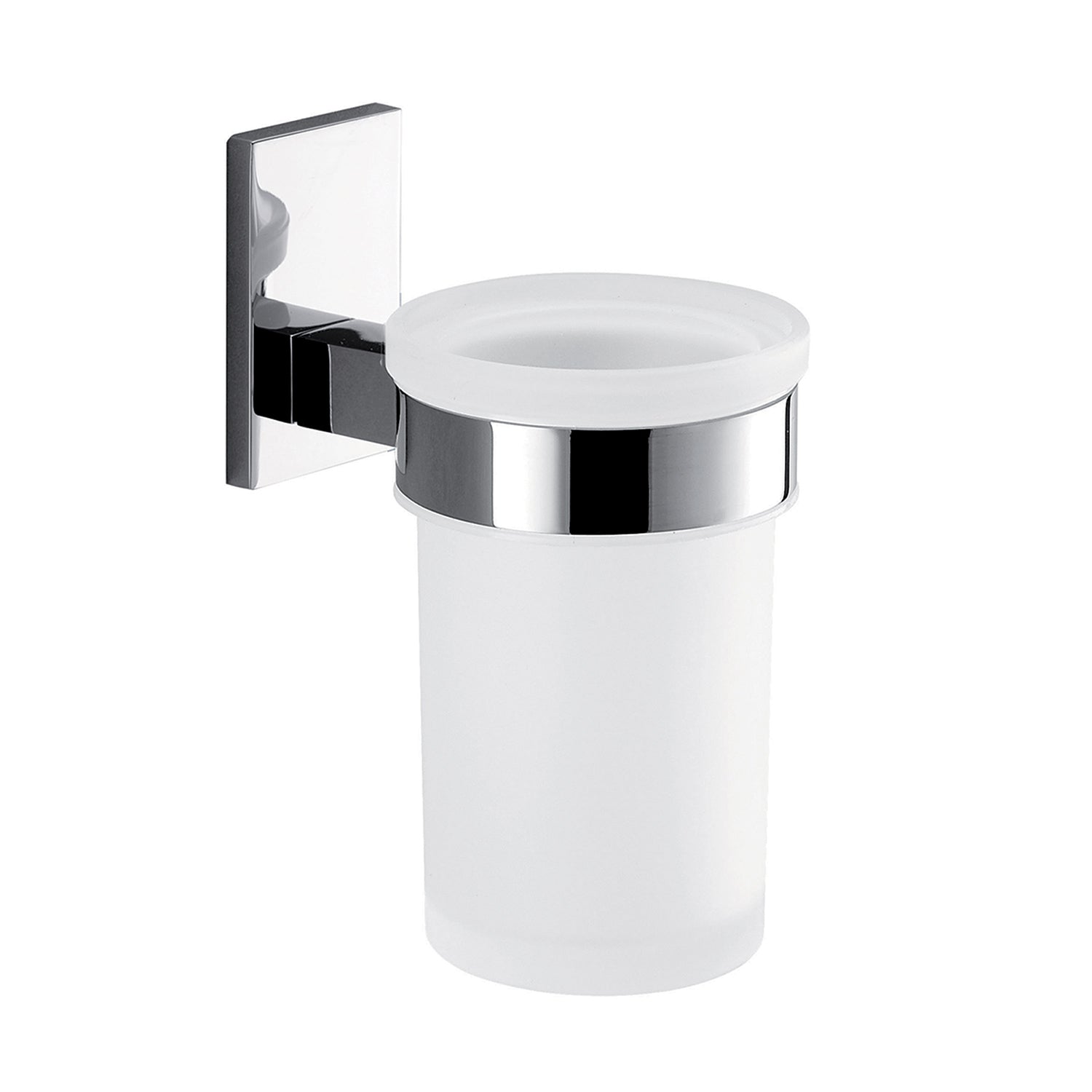 7810-13 Gedy Portaspazzolini Maine in acciaio inox, Cromall e vetro satinato per fissaggio a incollo by CeramicStore | Lo specialista del tuo bagno