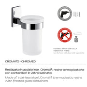 7810-13 Gedy Portaspazzolini Maine in acciaio inox, Cromall e vetro satinato per fissaggio a incollo by CeramicStore | Lo specialista del tuo bagno