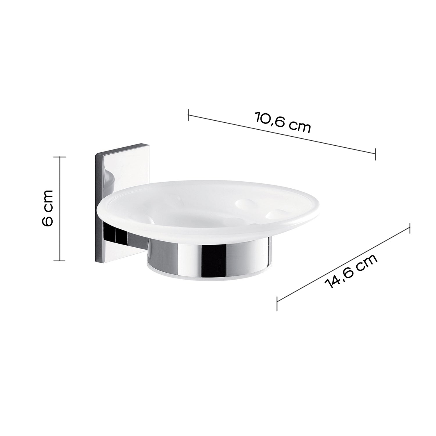 Gedy Portasapone Maine in acciaio inox, Cromall e vetro satinato per fissaggio a incollo by CeramicStore | Lo specialista del tuo bagno