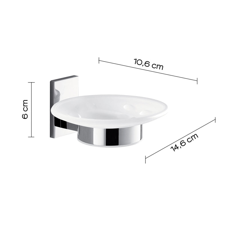 Gedy Portasapone Maine in acciaio inox, Cromall e vetro satinato per fissaggio a incollo by CeramicStore | Lo specialista del tuo bagno