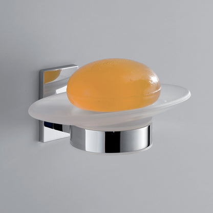Gedy Portasapone Maine in acciaio inox, Cromall e vetro satinato per fissaggio a incollo by CeramicStore | Lo specialista del tuo bagno