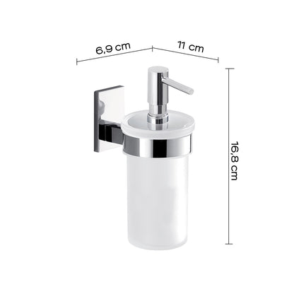 Gedy Dosasapone con erogatore in ABS cromato Maine in acciaio inox, Cromall e vetro satinato by CeramicStore | Lo specialista del tuo bagno