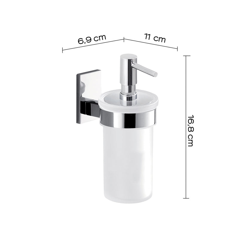 Gedy Dosasapone con erogatore in ABS cromato Maine in acciaio inox, Cromall e vetro satinato by CeramicStore | Lo specialista del tuo bagno