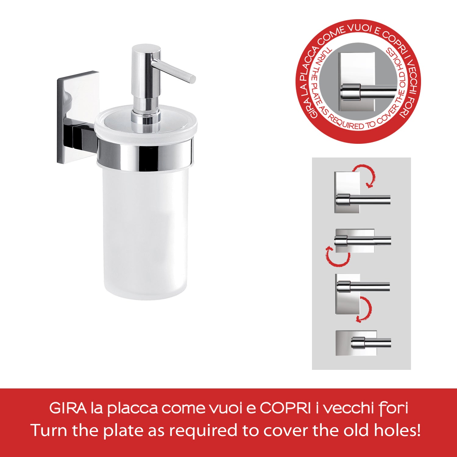 Gedy Dosasapone con erogatore in ABS cromato Maine in acciaio inox, Cromall e vetro satinato by CeramicStore | Lo specialista del tuo bagno