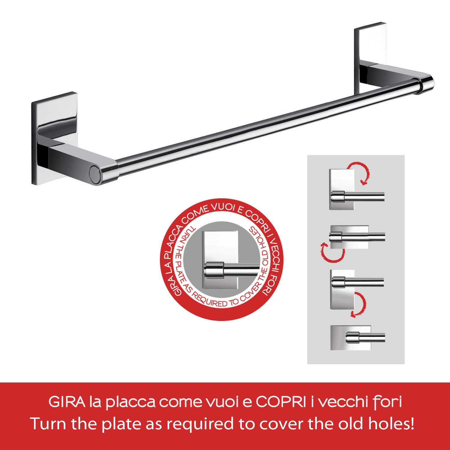 Gedy Portasalviette cm 35 Mod. Maine in acciaio inox e Cromall fissaggio a incollo by CeramicStore | Lo specialista del tuo bagno