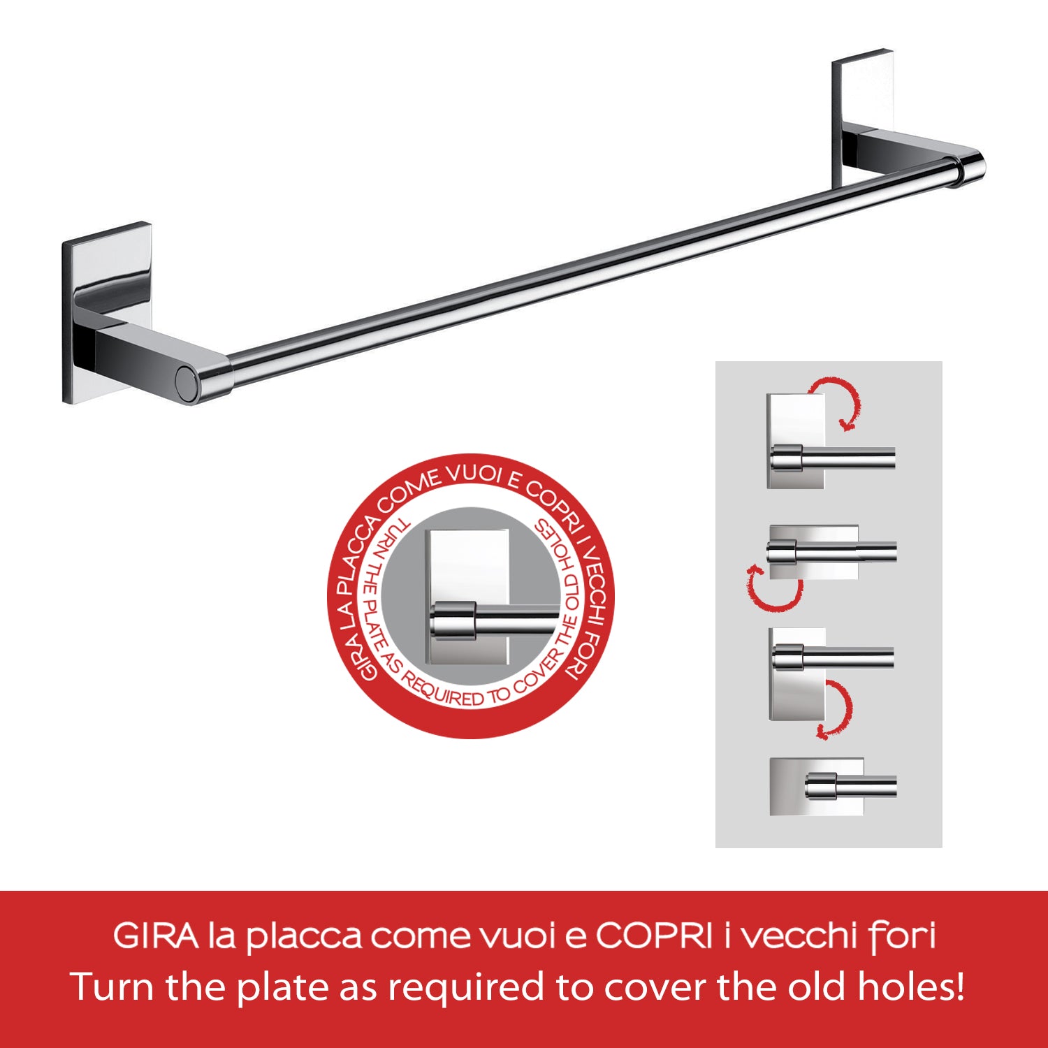 Gedy Portasalviette cm 45 Mod. Maine in acciaio inox e cromall per fissaggio a incollo by CeramicStore | Lo specialista del tuo bagno