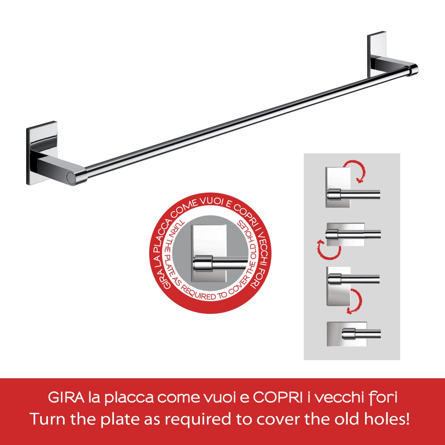 Gedy Portasalviette cm 60 Mod. Maine in acciaio inox e cromall fissaggio a incollo by CeramicStore | Lo specialista del tuo bagno