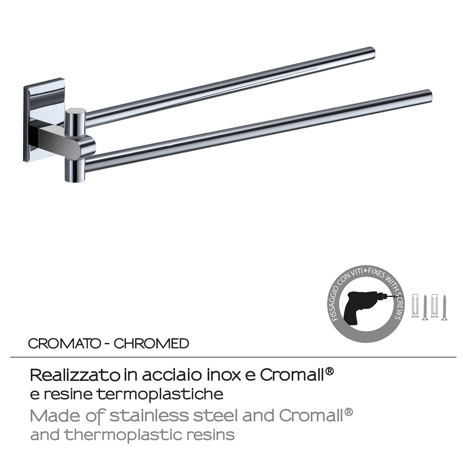Gedy Portasalviette a snodo Mod. Maine in acciaio inox e cromall per installazione a incollo by CeramicStore | Lo specialista del tuo bagno