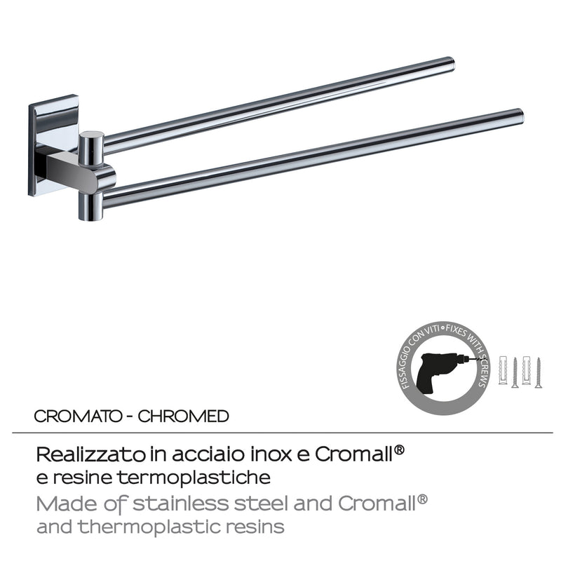 Gedy Portasalviette a snodo Mod. Maine in acciaio inox e cromall per installazione a incollo by CeramicStore | Lo specialista del tuo bagno