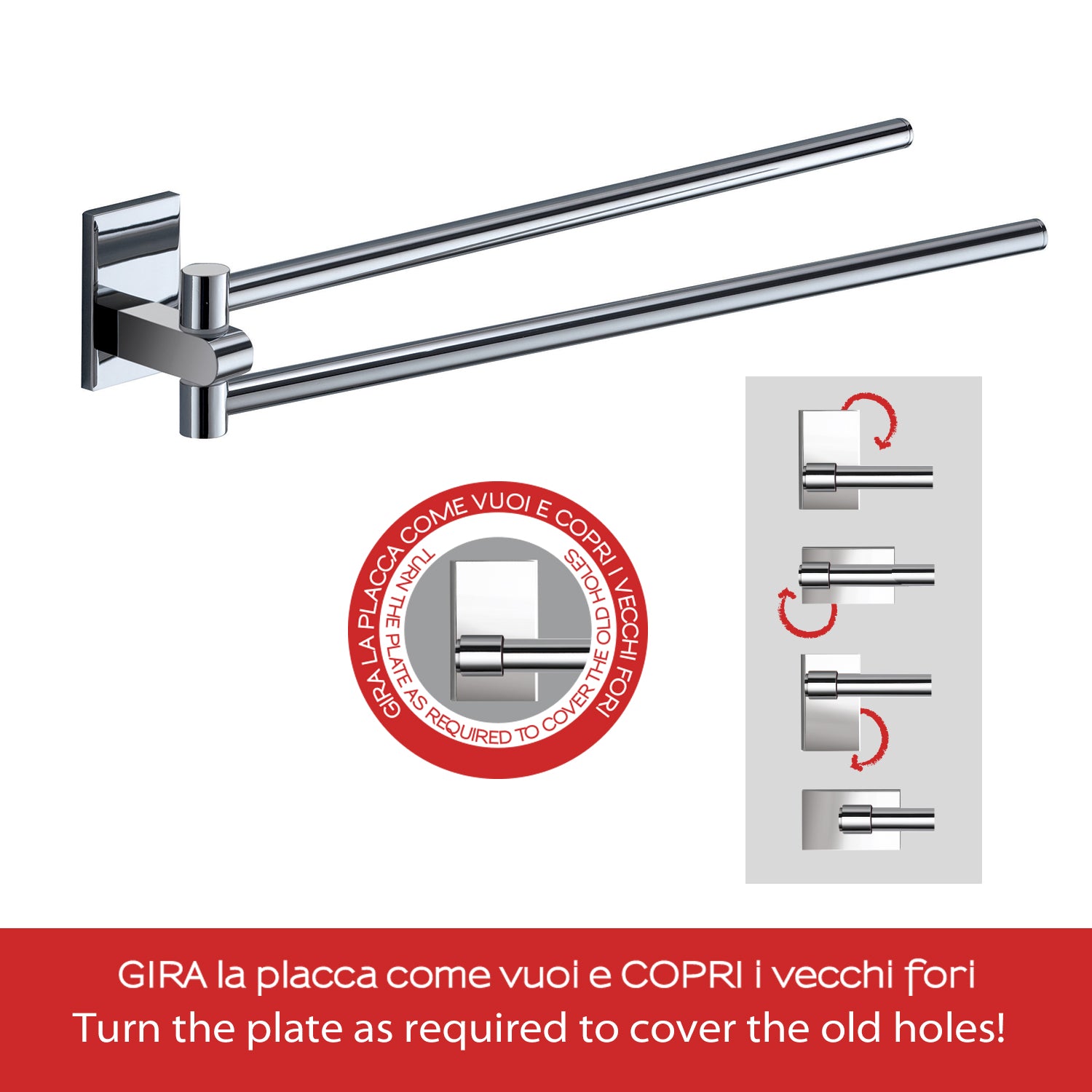 Gedy Portasalviette a snodo Mod. Maine in acciaio inox e cromall per installazione a incollo by CeramicStore | Lo specialista del tuo bagno