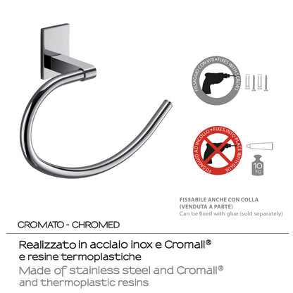 Portasalviette ad anello Gedy Maine in acciaio inox e cromall fissaggio a muro incollo by CeramicStore | Lo specialista del tuo bagno