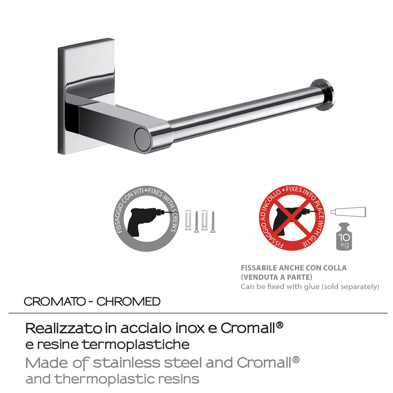 Gedy Portarotolo Maine in acciaio inox e cromall per installazione a incollo a muro