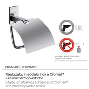 Gedy Portarotolo coperto Maine in acciaio inox e Cromall fissabile con colla