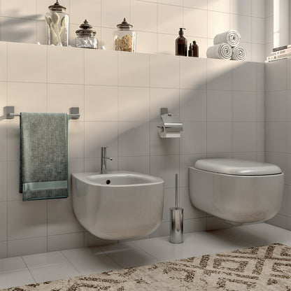 Gedy Portarotolo coperto Maine in acciaio inox e Cromall fissabile con colla