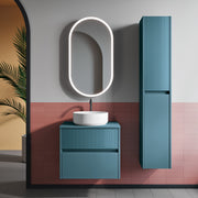 Composizione bagno sospesa Niwa01 di Falegnameria Adriatica con lavabo, specchio e colonna - Blu Pacifico by CeramicStore | Lo specialista del tuo bagno