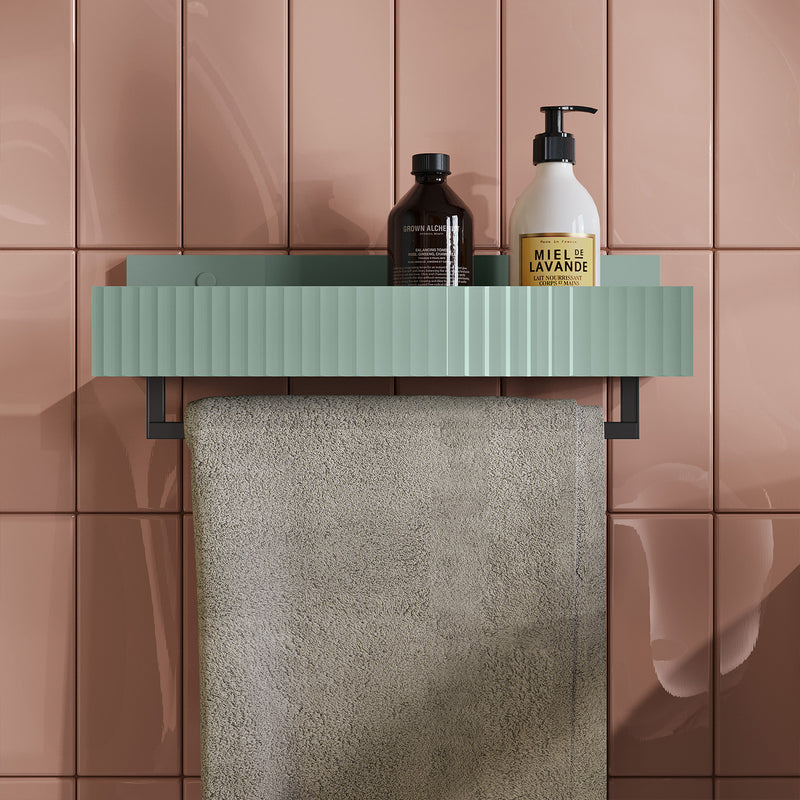 Composizione bagno sospesa Niwa09 di Falegnameria Adriatica con 2 basi portalavabo, 2 lavabi, 2 specchi e 2 mensole - Verde Timo by CeramicStore | Lo specialista del tuo bagno