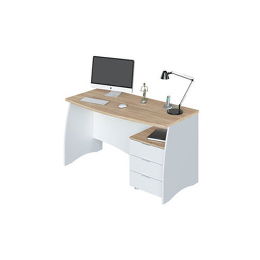 Scrivania con cassettiera a 3 cassetti 136x67xH.74 cm - Bianco Artik/Rovere Canadian by CeramicStore | Lo specialista del tuo bagno