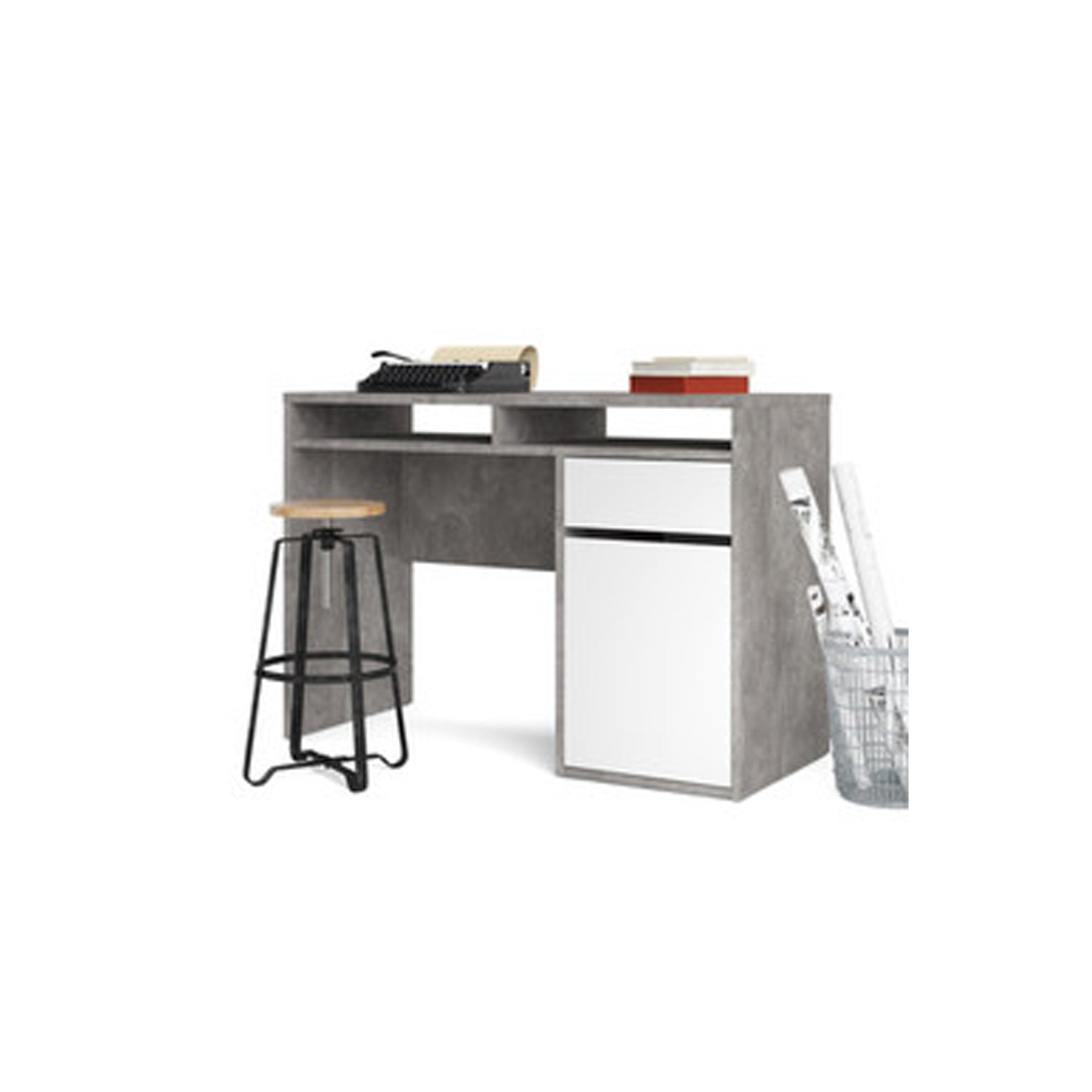 Scrivania modello Function Plus 110x48xH.77 cm - Cemento/Bianco by CeramicStore | Lo specialista del tuo bagno