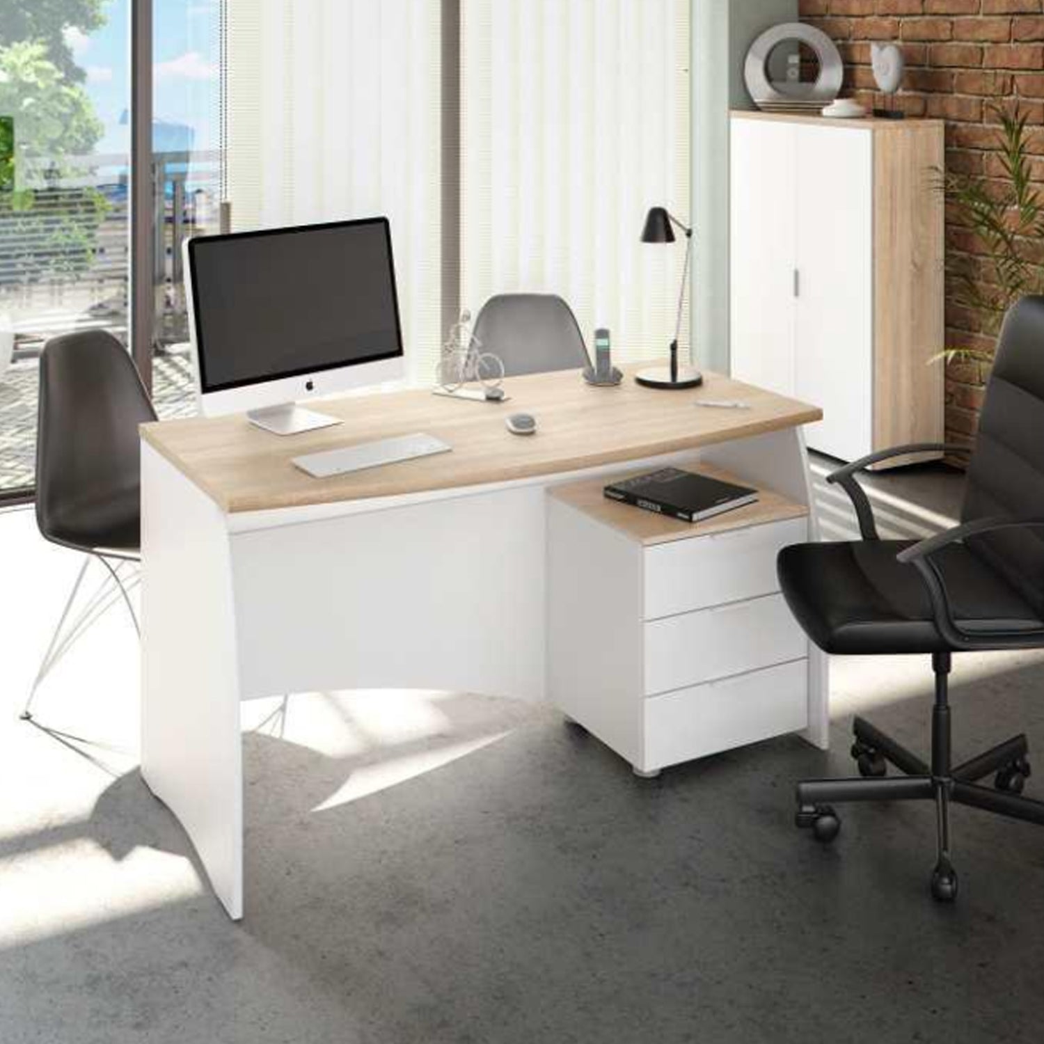 Scrivania modello Function Plus 110x48xH.77 cm - Cemento/Bianco by CeramicStore | Lo specialista del tuo bagno